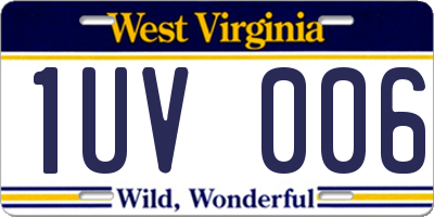 WV license plate 1UV006
