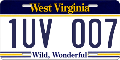 WV license plate 1UV007