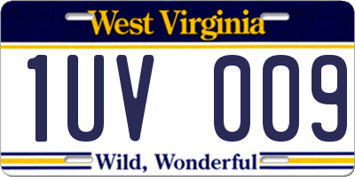 WV license plate 1UV009