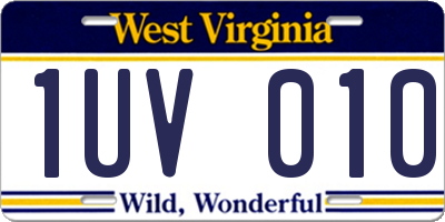 WV license plate 1UV010