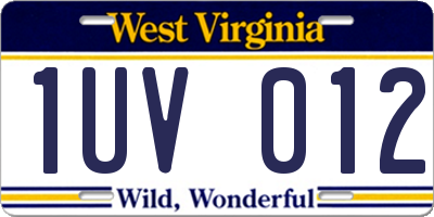 WV license plate 1UV012