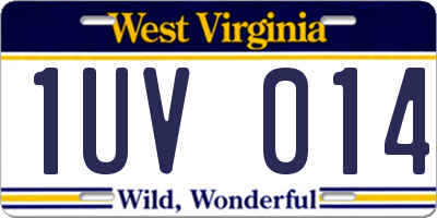 WV license plate 1UV014