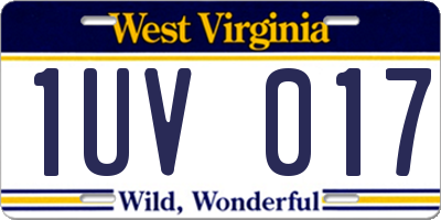 WV license plate 1UV017