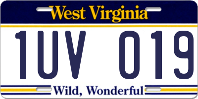 WV license plate 1UV019