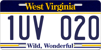 WV license plate 1UV020