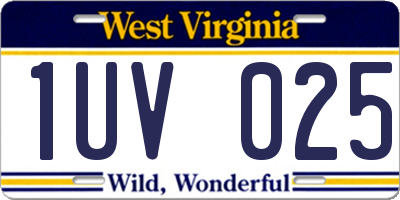 WV license plate 1UV025