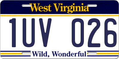 WV license plate 1UV026