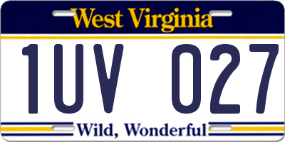 WV license plate 1UV027