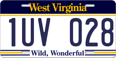 WV license plate 1UV028