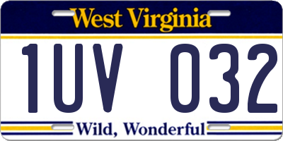 WV license plate 1UV032