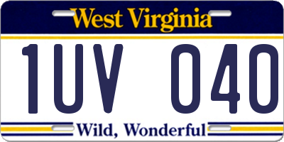 WV license plate 1UV040