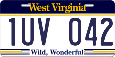 WV license plate 1UV042
