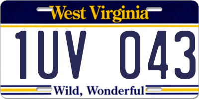 WV license plate 1UV043