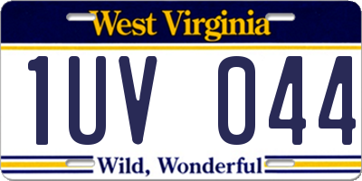 WV license plate 1UV044
