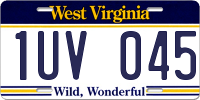 WV license plate 1UV045