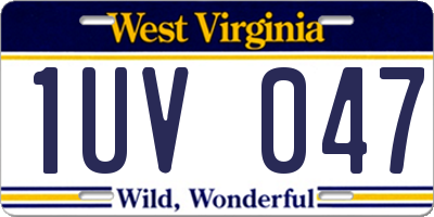 WV license plate 1UV047