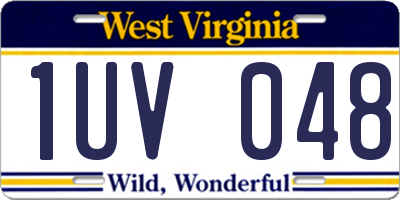 WV license plate 1UV048