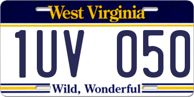 WV license plate 1UV050
