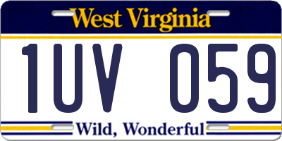 WV license plate 1UV059