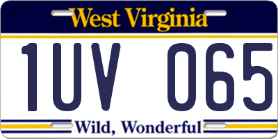 WV license plate 1UV065