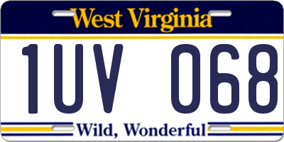 WV license plate 1UV068