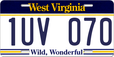 WV license plate 1UV070