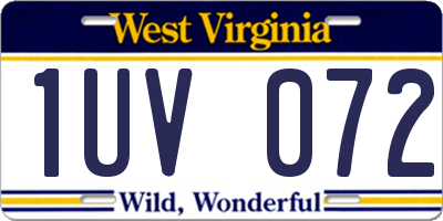 WV license plate 1UV072
