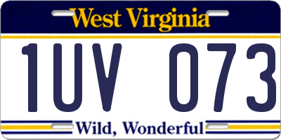 WV license plate 1UV073