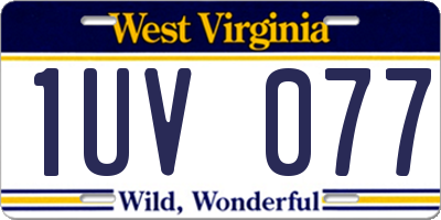 WV license plate 1UV077
