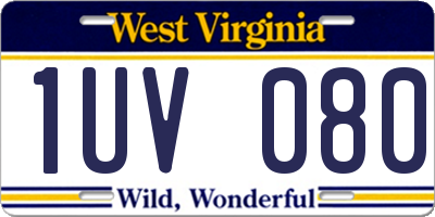 WV license plate 1UV080