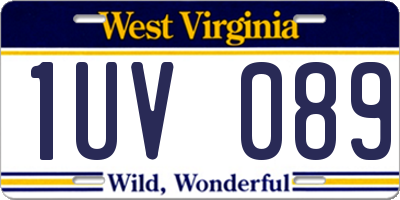 WV license plate 1UV089