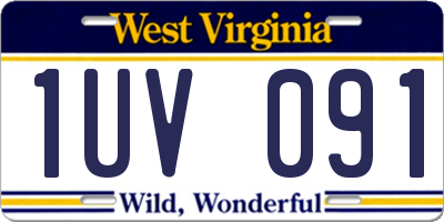 WV license plate 1UV091
