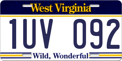 WV license plate 1UV092