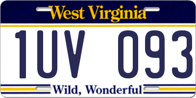 WV license plate 1UV093