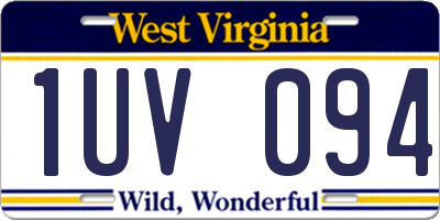 WV license plate 1UV094