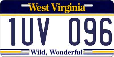 WV license plate 1UV096