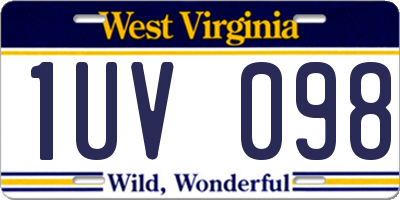 WV license plate 1UV098