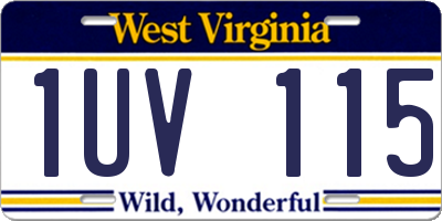 WV license plate 1UV115
