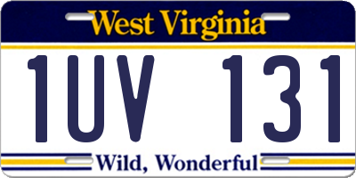 WV license plate 1UV131