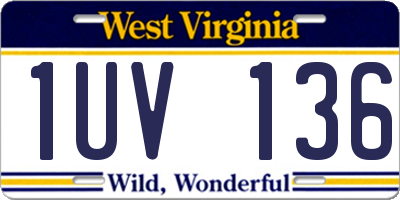WV license plate 1UV136