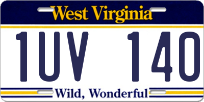 WV license plate 1UV140