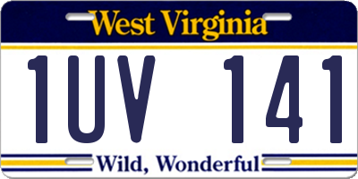 WV license plate 1UV141