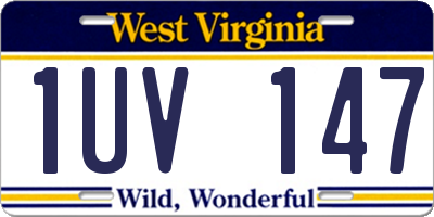 WV license plate 1UV147