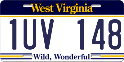 WV license plate 1UV148