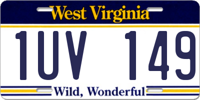 WV license plate 1UV149