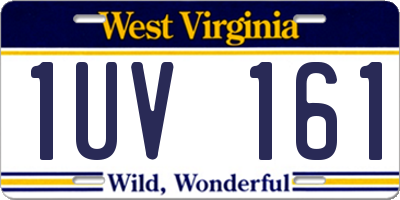 WV license plate 1UV161