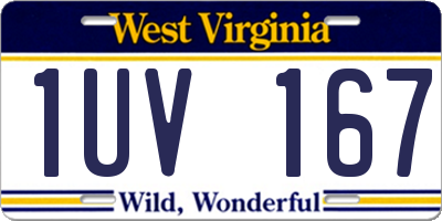 WV license plate 1UV167