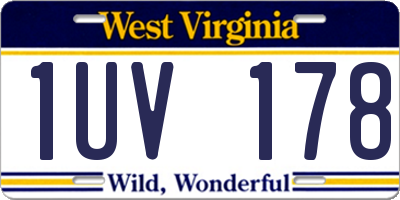 WV license plate 1UV178
