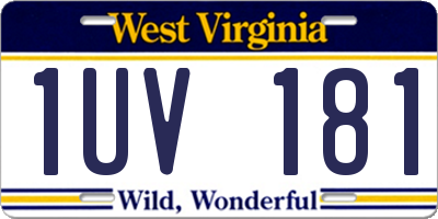 WV license plate 1UV181