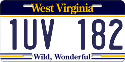 WV license plate 1UV182
